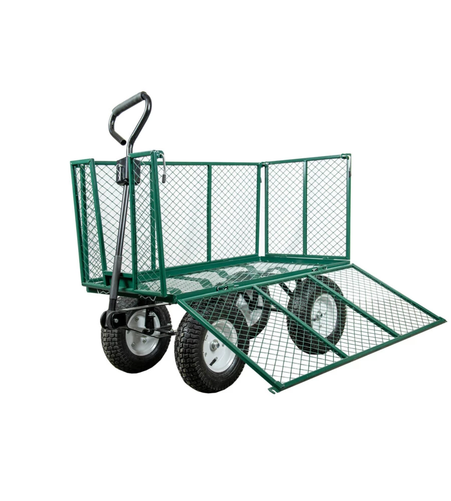 Carrello da giardino pieghevole in acciaio con sacca e cestello, 107x55x85 cm