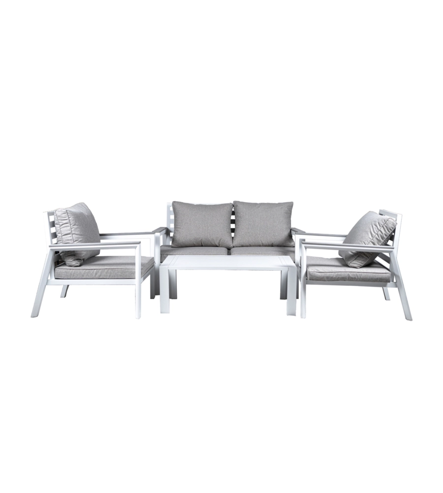 Set da giardino euro garden in alluminio e tessuto colore grigio, 4 sedute e tavolino