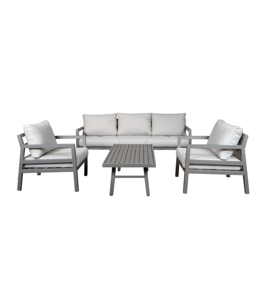 Set da giardino euro garden "luxury" in alluminio e tessuto colore grigio, 5 sedute e tavolino