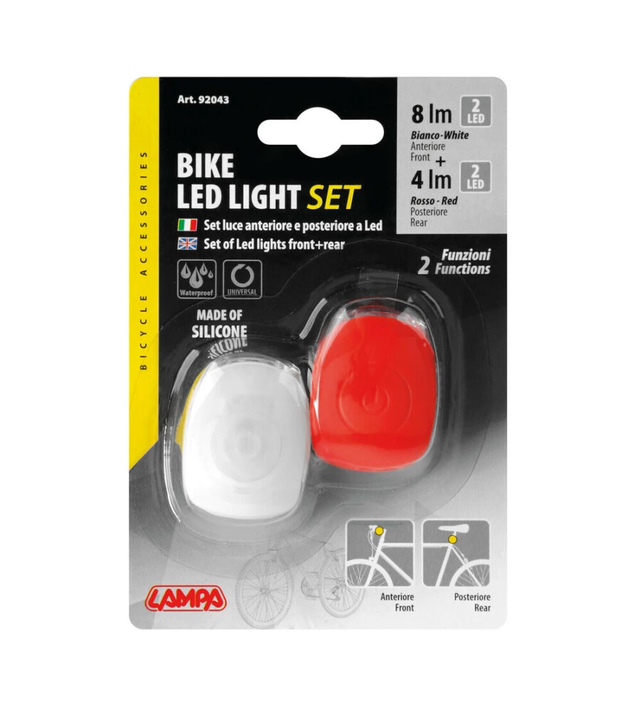 Kit lampeggianti a led per bicicletta lampa anteriore e posteriore in silicone