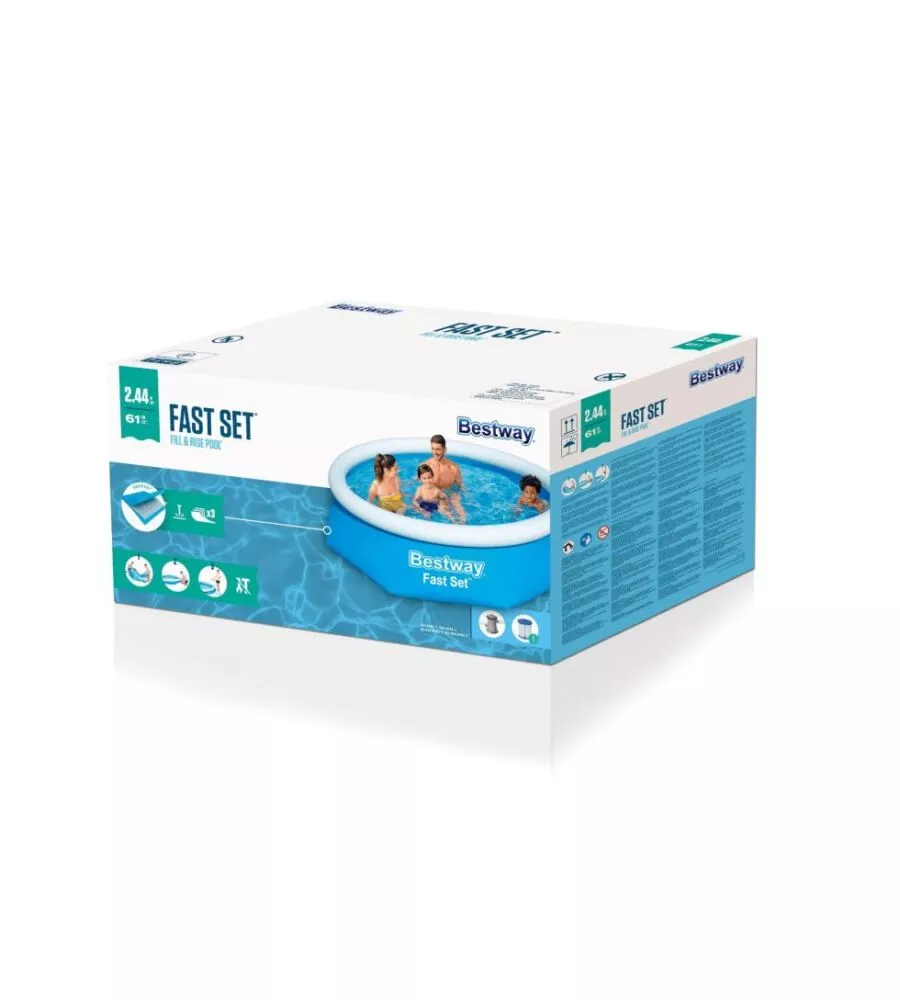 Piscina gonfiabile autoportante rotonda bestway "fast set" con pompa e filtro a cartuccia 244x61 cm  - cod. 57450