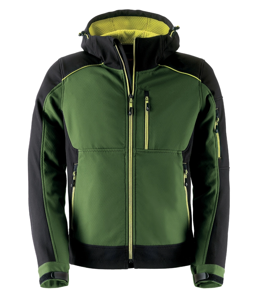 Giacca da lavoro softshell dynamic verde/nero, tg s - kapriol