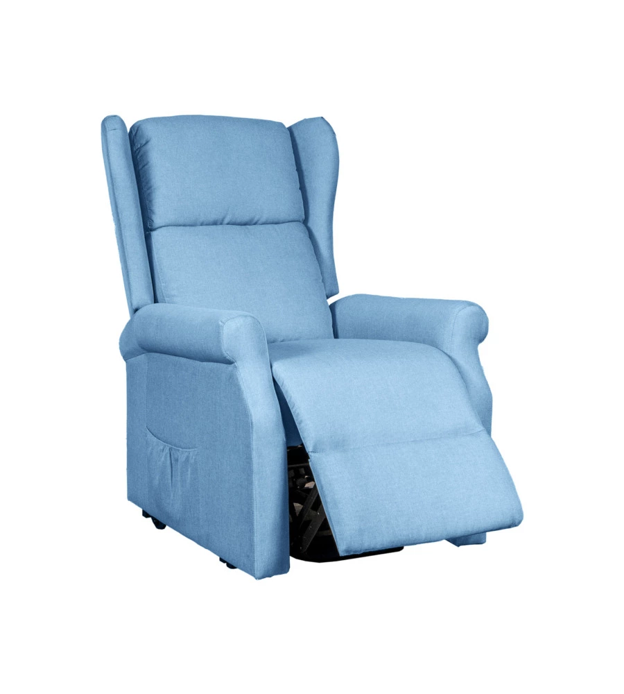 Poltrona con recliner elettrico bellahome "berg" tessuto azzurro, 72,5x94x109 cm