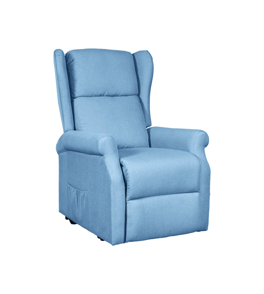 Poltrona con recliner elettrico bellahome "berg" tessuto azzurro, 72,5x94x109 cm