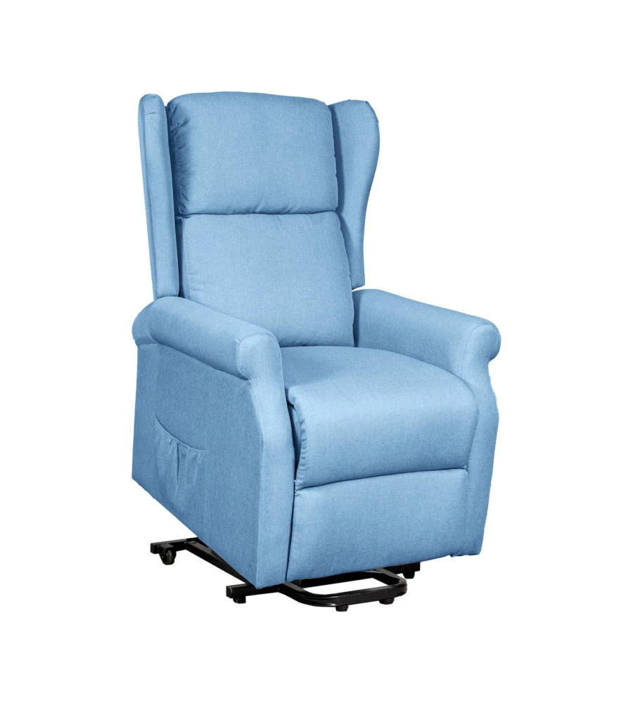 Poltrona con recliner elettrico bellahome "berg" tessuto azzurro, 72,5x94x109 cm