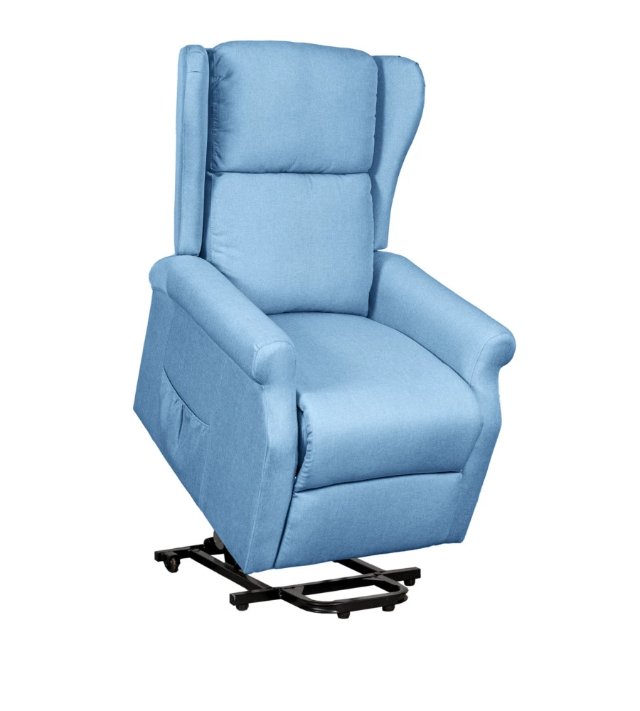 Poltrona con recliner elettrico bellahome "berg" tessuto azzurro, 72,5x94x109 cm