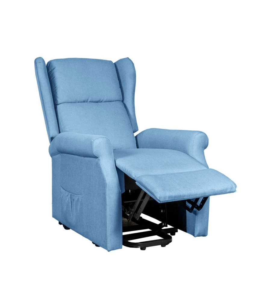 Poltrona con recliner elettrico bellahome "berg" tessuto azzurro, 72,5x94x109 cm