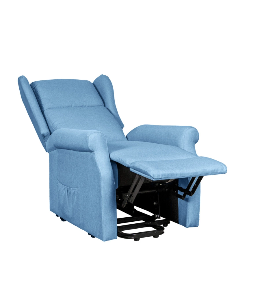 Poltrona con recliner elettrico bellahome "berg" tessuto azzurro, 72,5x94x109 cm