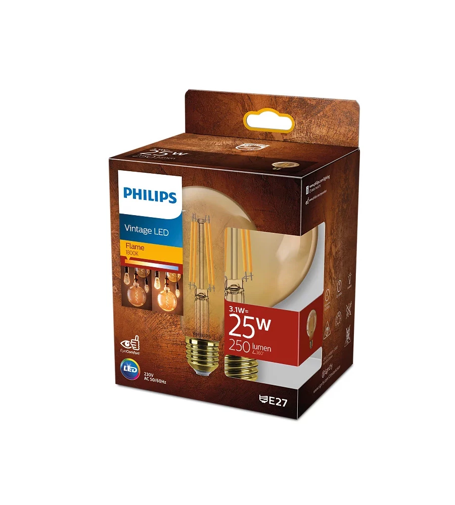 Lampadina led philips tonda 1800k, e27