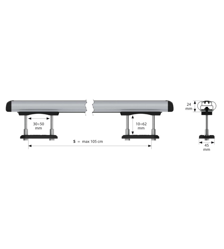 Coppia barre portatutto kuma in alluminio - s - 112 cm  n15002