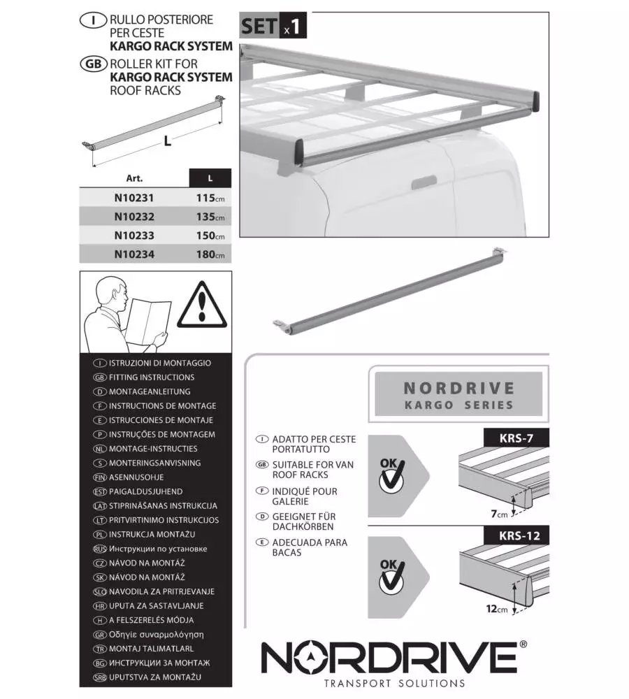 Rullo posteriore per ceste kargo rack system - r115 - 115 cm  n10231