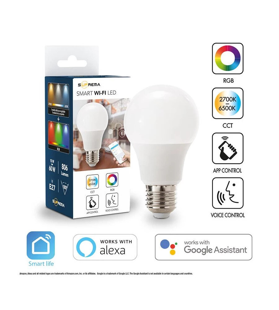 Lampadina smart rgb+cct, 60w e27