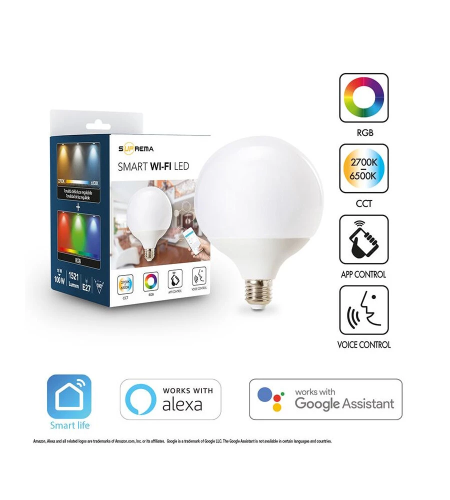 Lampadina "globo" smart rgb+cct, 100w e27