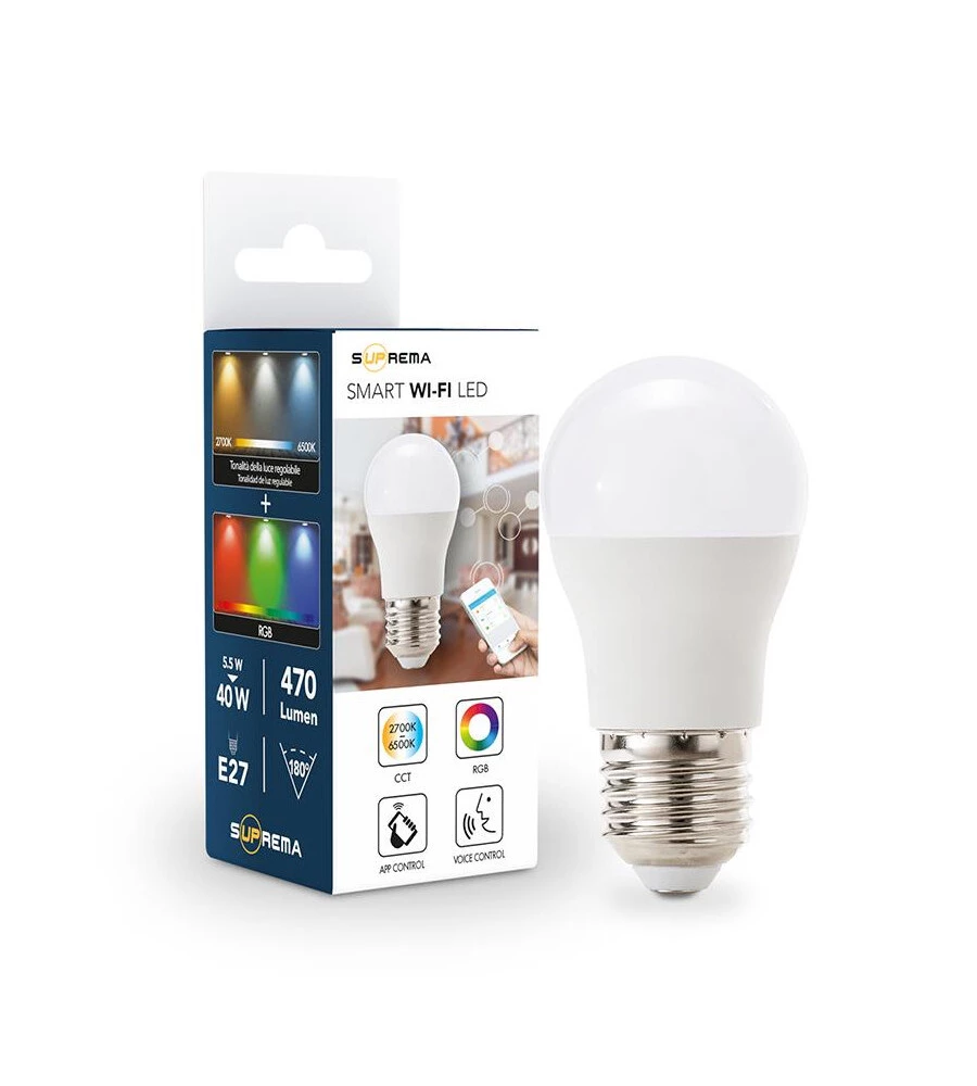 Lampadina "minisfera" smart rgb+cct, 40w e27