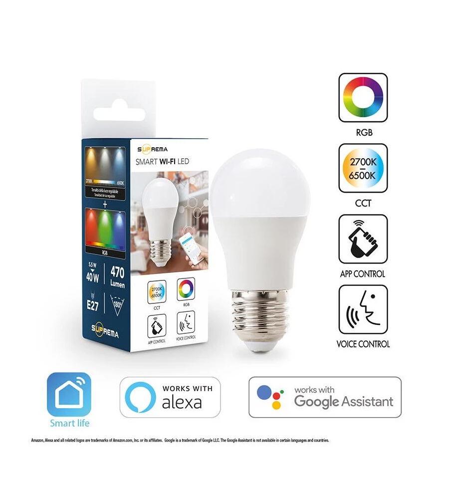 Lampadina "minisfera" smart rgb+cct, 40w e27