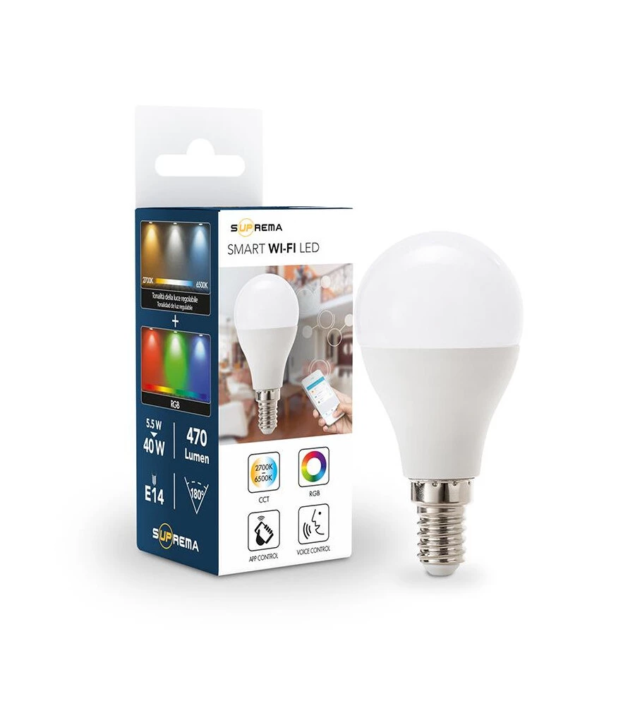 Lampadina "minisfera" smart rgb+cct, 40w e14