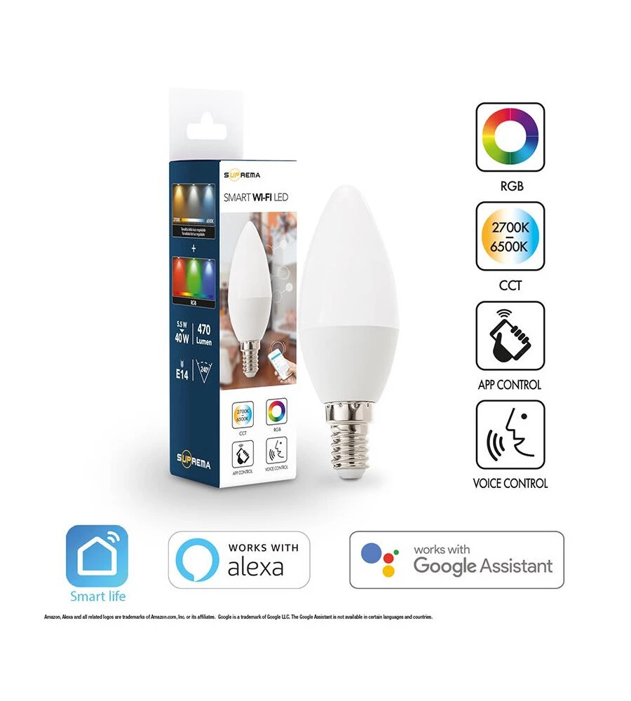 Lampadina "oliva" smart rgb+cct, 40w e14