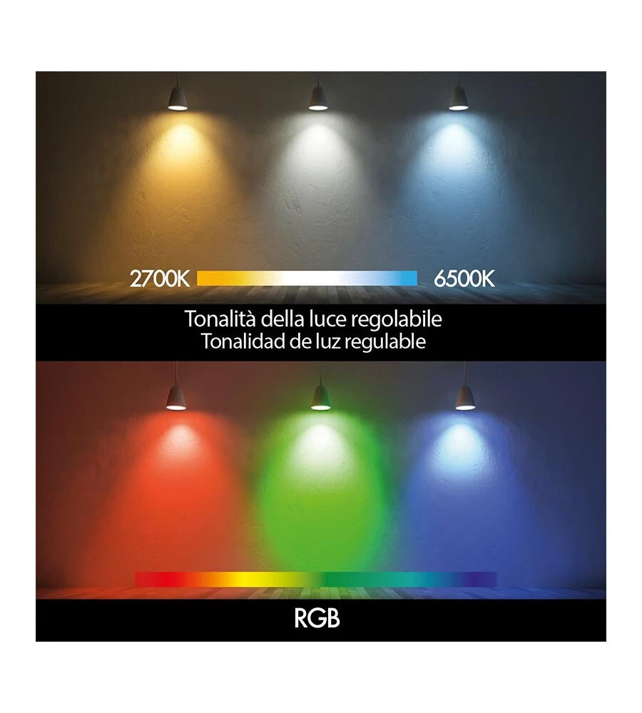 Faretto smart rgb+cct, 50w gu10