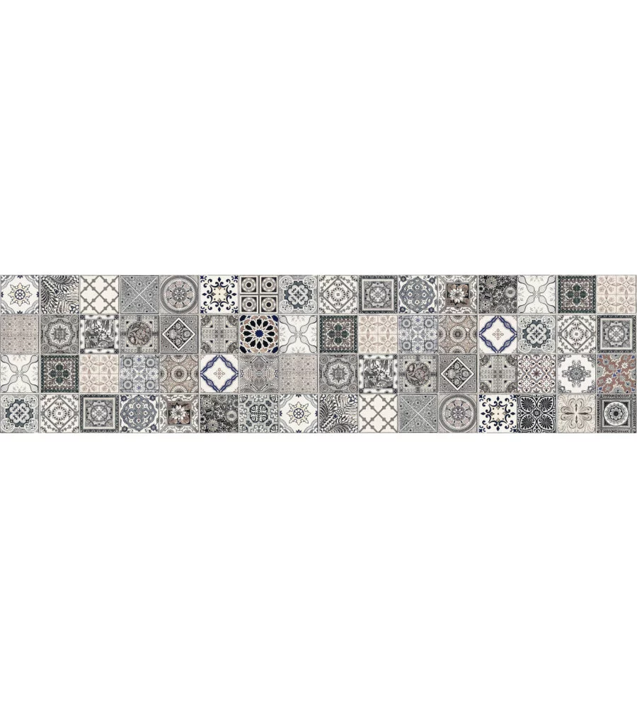 Paraschizzi adesivo in pvc azulejos antichi, 260x60 cm