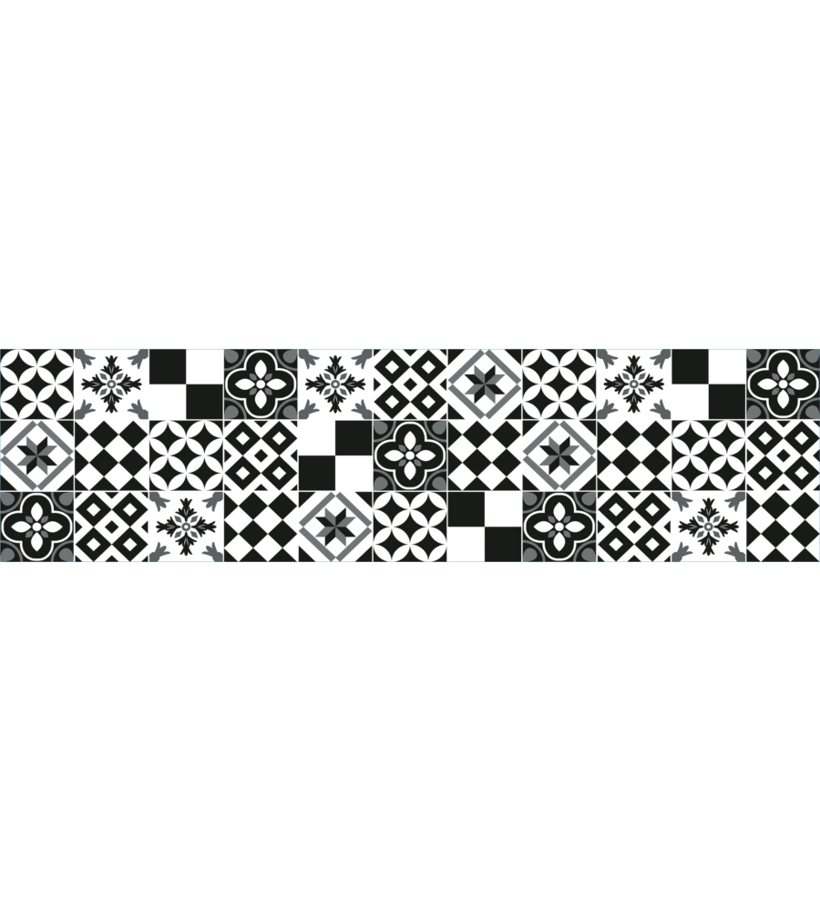 Paraschizzi adesivo in pvc piastrelle b&w, 260x60 cm