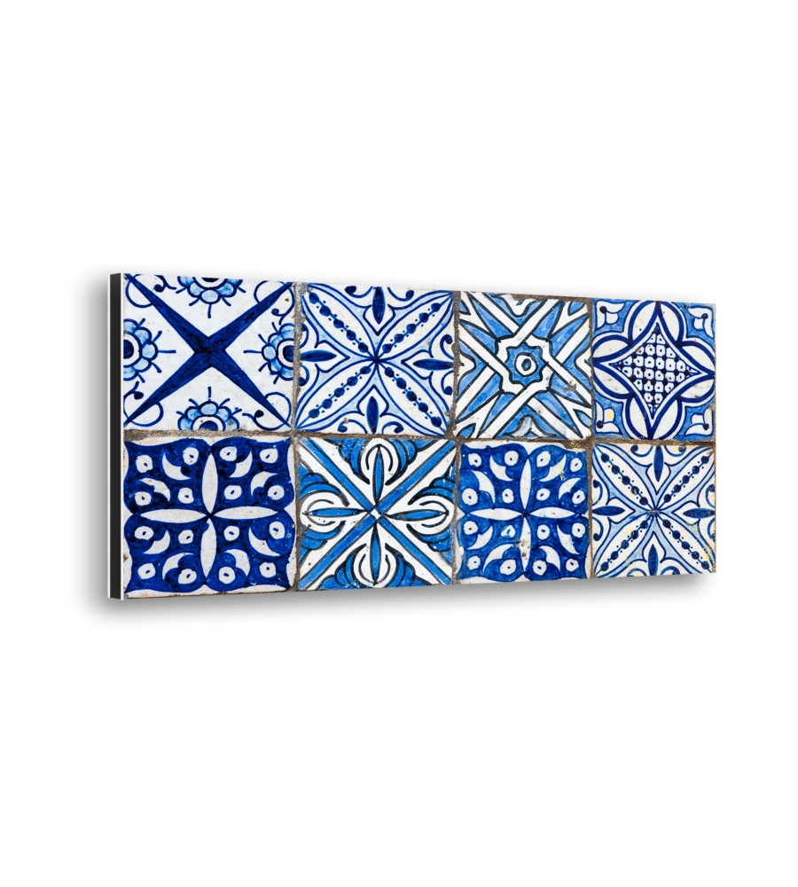 Bordo paraschizzi in alluminio azulejos blu 2 pezzi, 24x48 cm