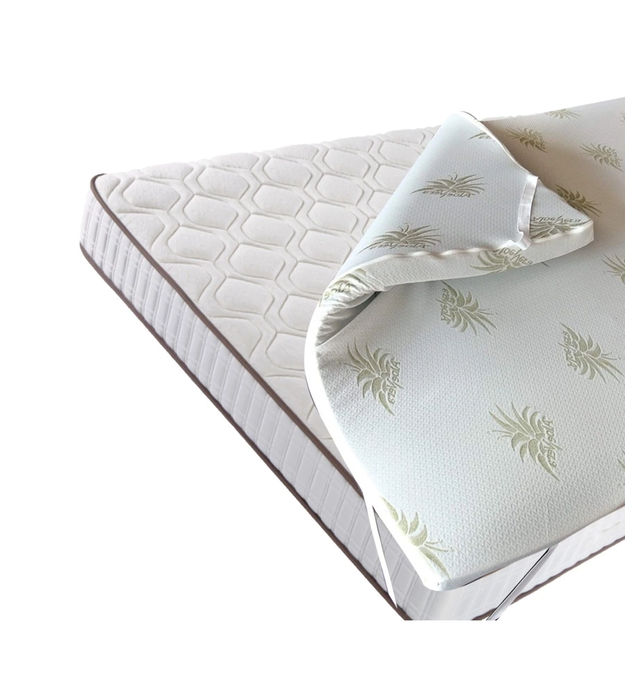 Topper matrimoniale in memory foam con aloe, 160x190x5 cm