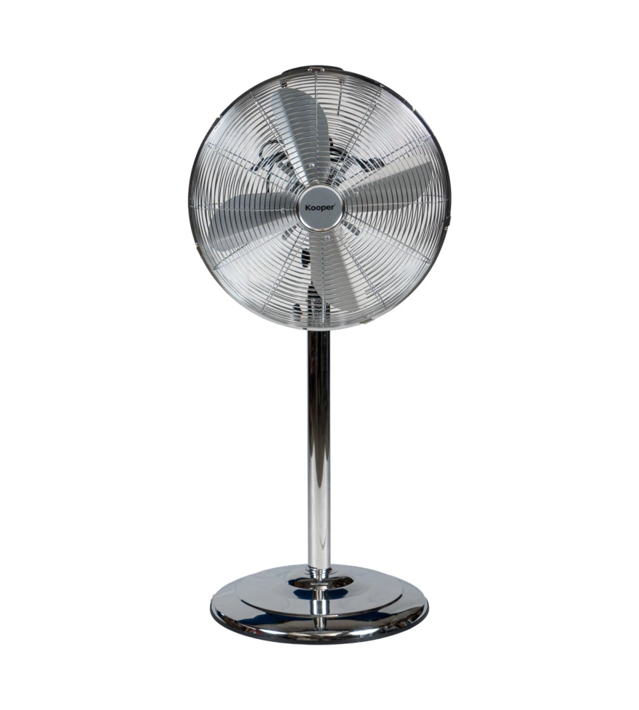 Ventilatore piantana cromato con base tonda, 140x40cm 50w