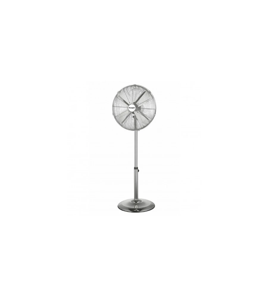 Ventilatore piantana cromato con base tonda, 140x40cm 50w