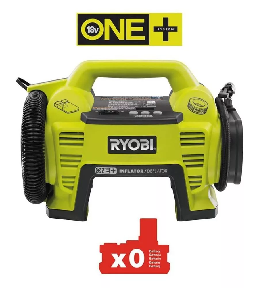 Compressore aria portatile a batteria ryobi "r18i-0" con accessori 18v, solo corpo macchina