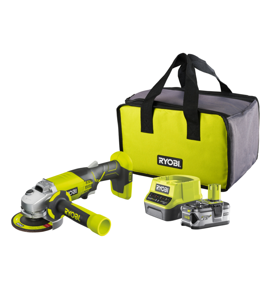 Smerigliatrice a batteria ryobi "r18ag-140s" con batteria 18v 4.0 ah