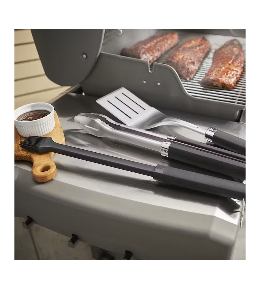 Kit 3 accessori pinza, paletta, pennello weber "precision" per barbecue