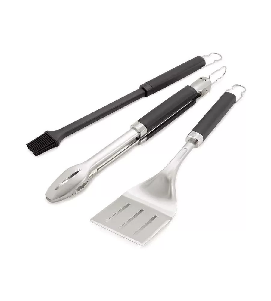 Kit 3 accessori pinza, paletta, pennello weber "precision" per barbecue