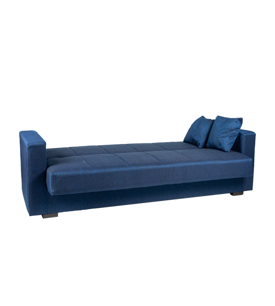 Divano letto "nora" 3 posti in tessuto blu, 212x80x87 cm