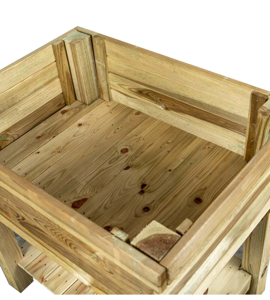 Fioriera per orto da esterno con supporto in legno di pino, 80x60x80h cm