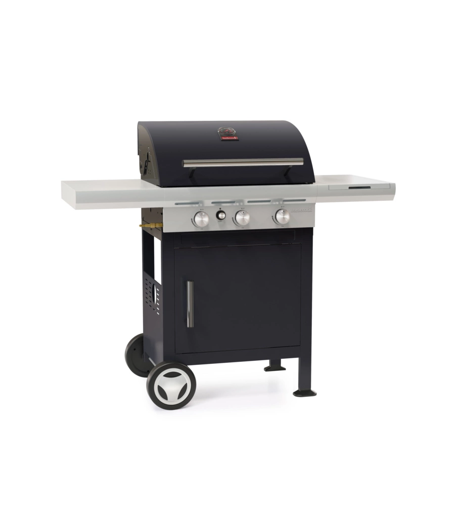 Barbecue a gas 3 fuochi barbecook "spring 3112" con griglie in ghisa, 133x57x115 cm