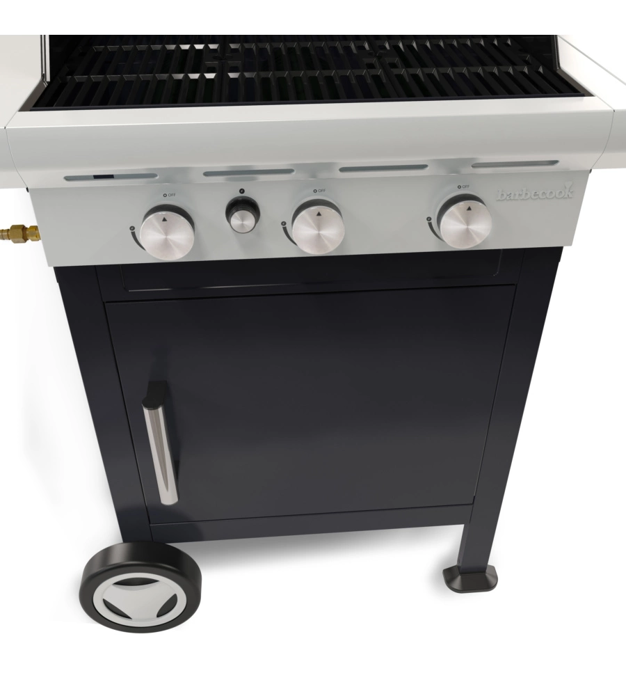 Barbecue a gas 3 fuochi barbecook "spring 3112" con griglie in ghisa, 133x57x115 cm