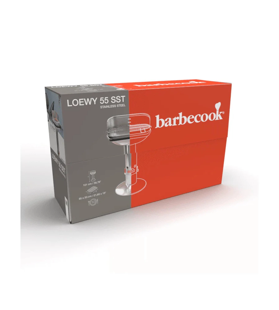 Barbecue a carbonella barbecook "loewy 55" in acciaio inox, 55x33 cm