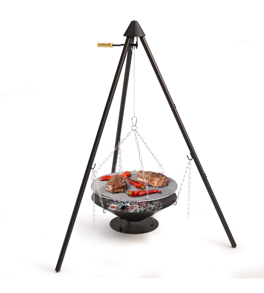 Barbecue a legna con treppiede barbecook "junko" griglia diametro 60 cm