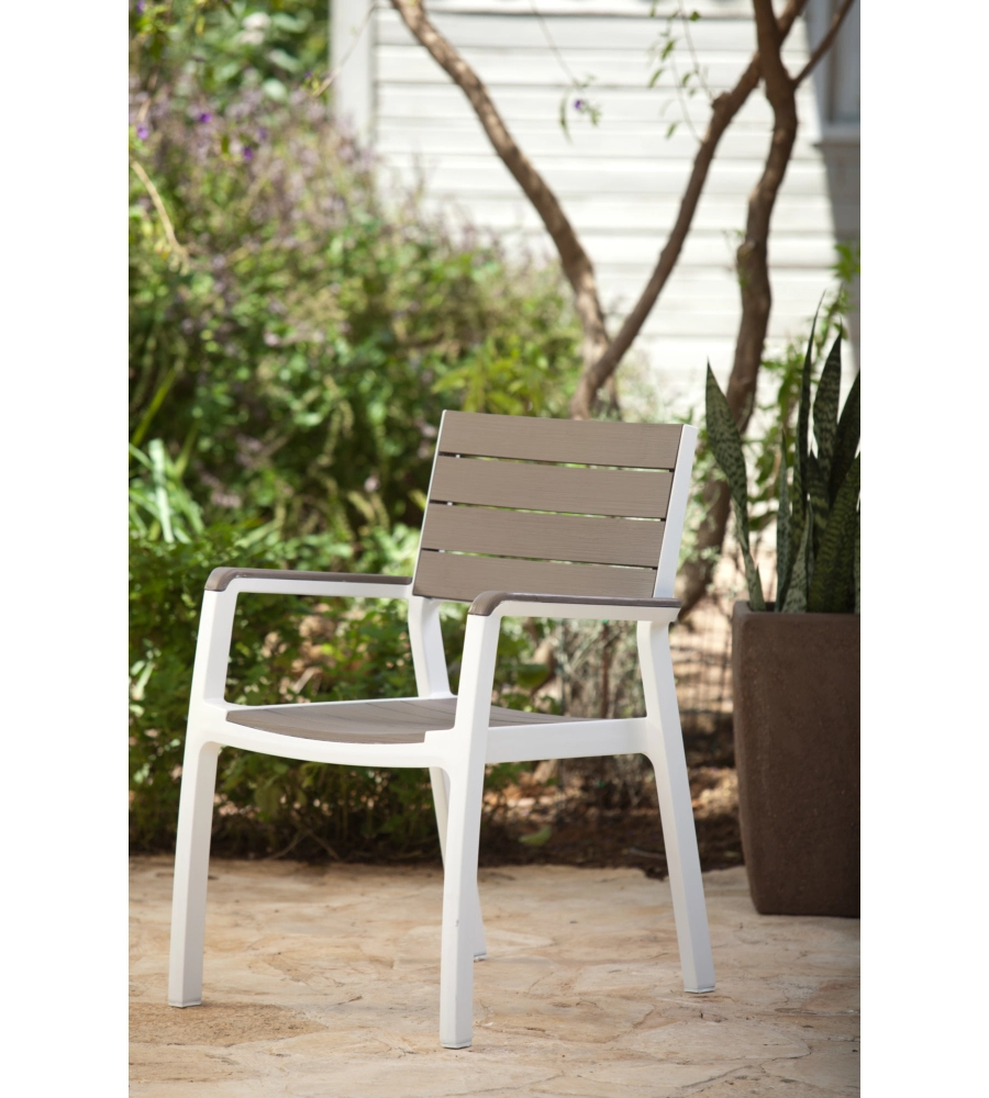 Sedia da giardino keter "harmony" in polipropilene colore bianco e cappuccino, 59x60x86 cm