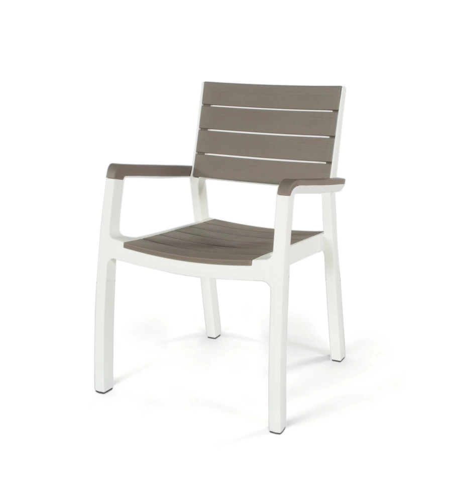 Sedia da giardino keter "harmony" in polipropilene colore bianco e cappuccino, 59x60x86 cm