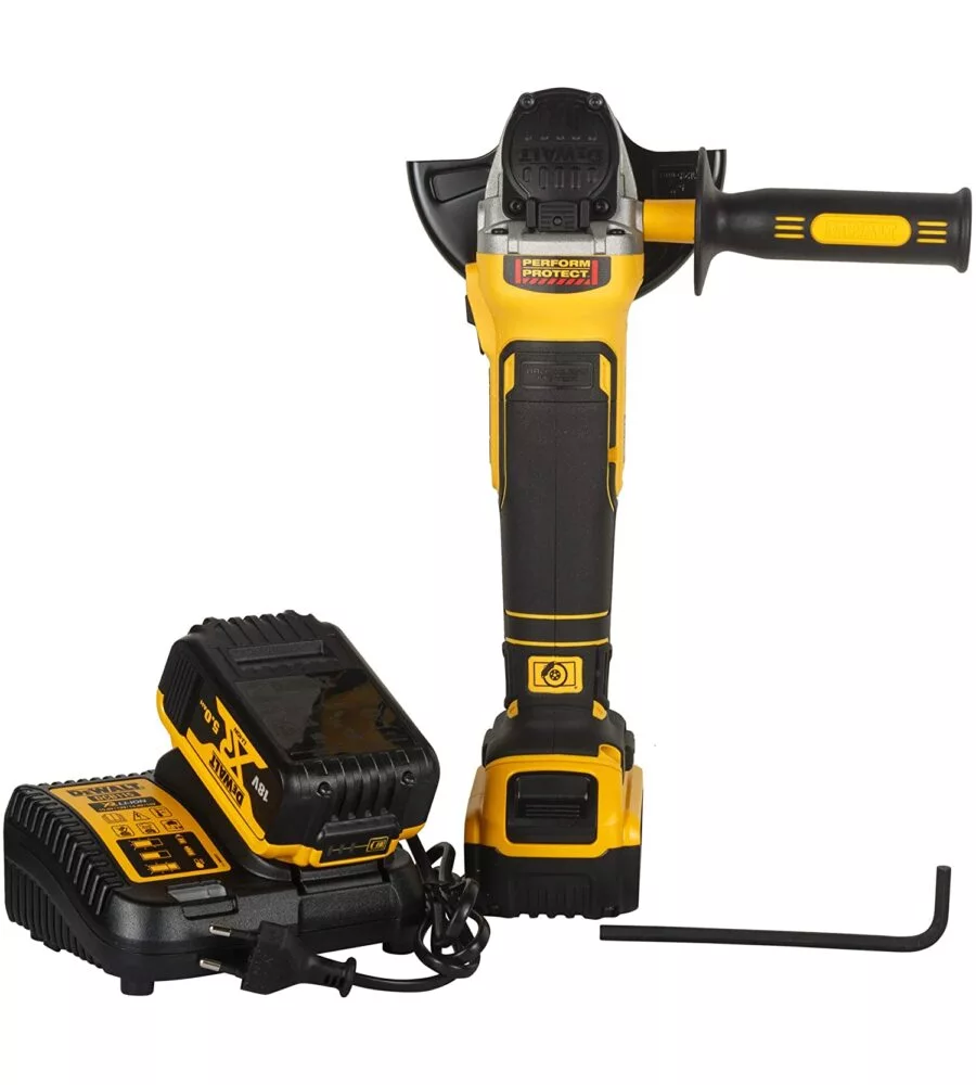 Smerigliatrice brushless a batteria dewalt dcg405pc con valigetta e due batterie da 18v 5.0 ah