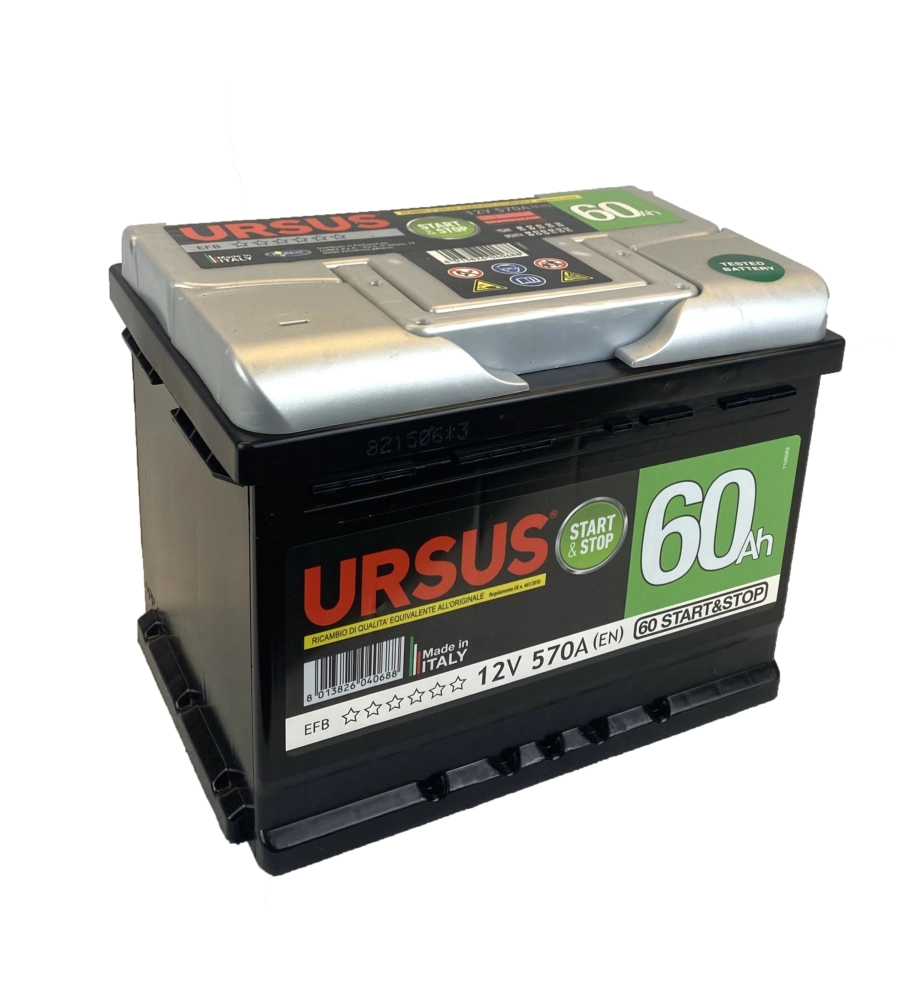 Batteria per auto al piombo "ursus star&stop"  60 ah