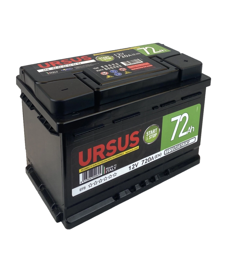 Batteria per auto al piombo "ursus star&stop"  72 ah