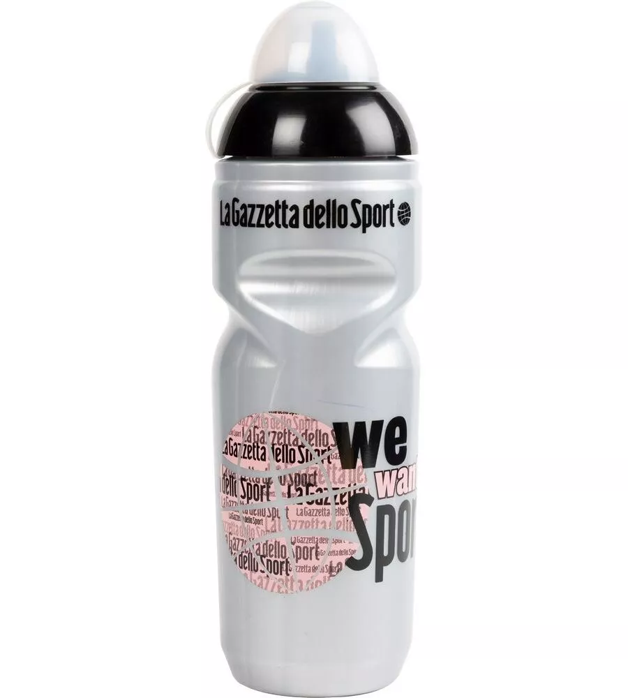 Borraccia per bicicletta gazzetta dello sport grigio perlato in plastica, 800 ml