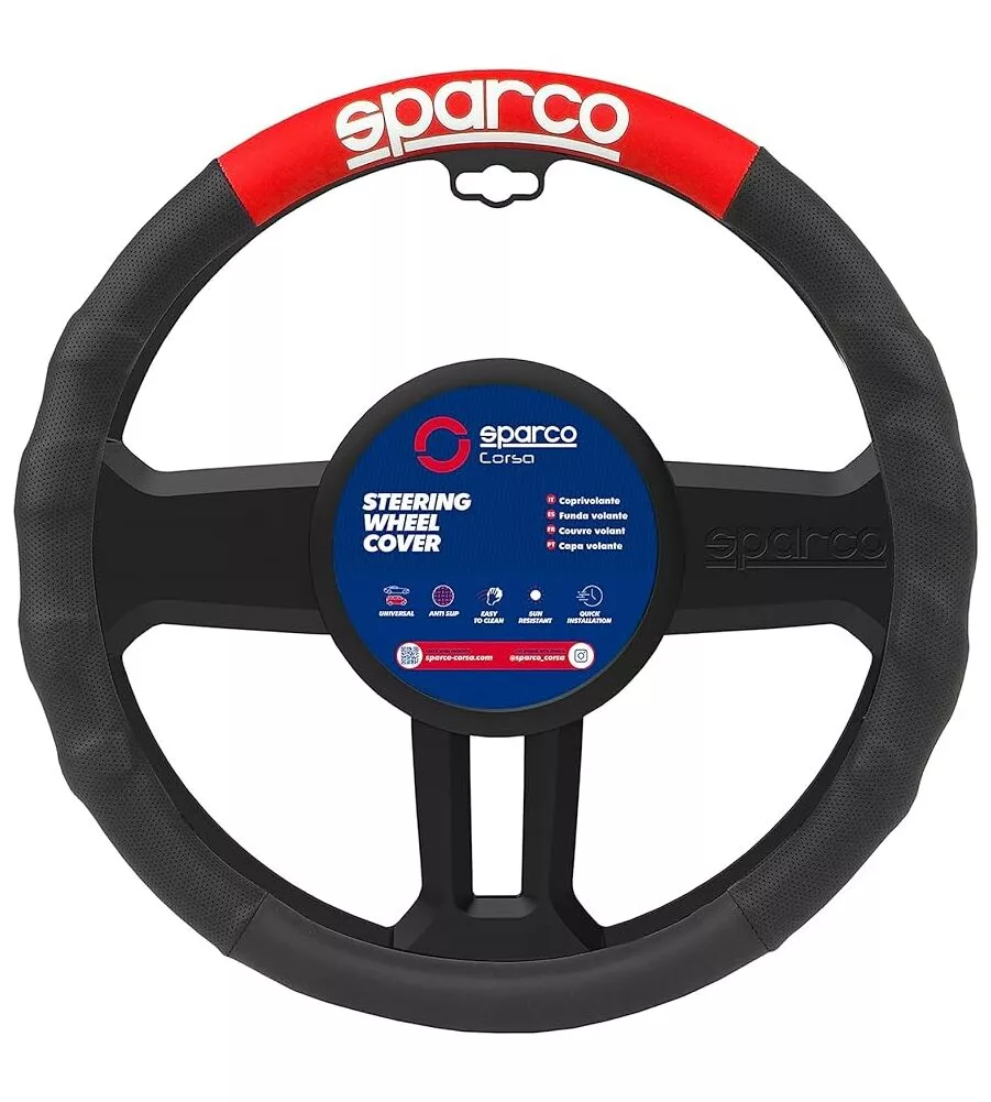 Coprivolante universale per auto sparco colore nero e rosso