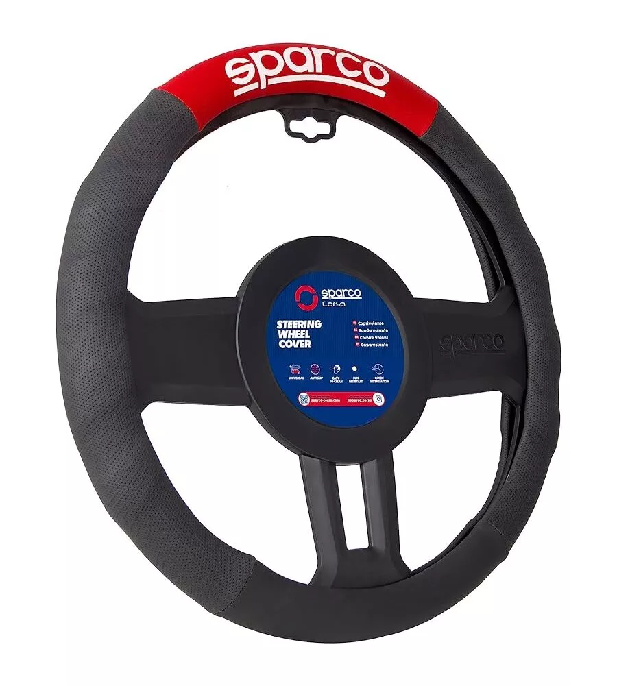 Coprivolante universale per auto sparco colore nero e rosso