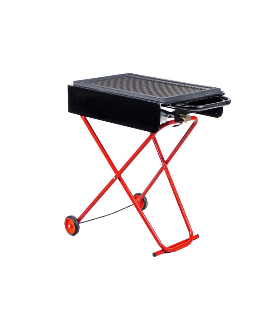 Barbecue a gas pieghevole con ruote nero e rosso,  73x43x74 cm - arnold