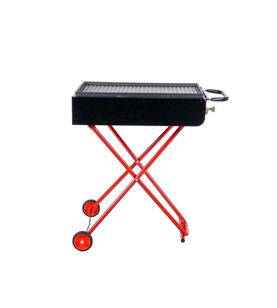 Barbecue a gas pieghevole con ruote nero e rosso,  73x43x74 cm - arnold