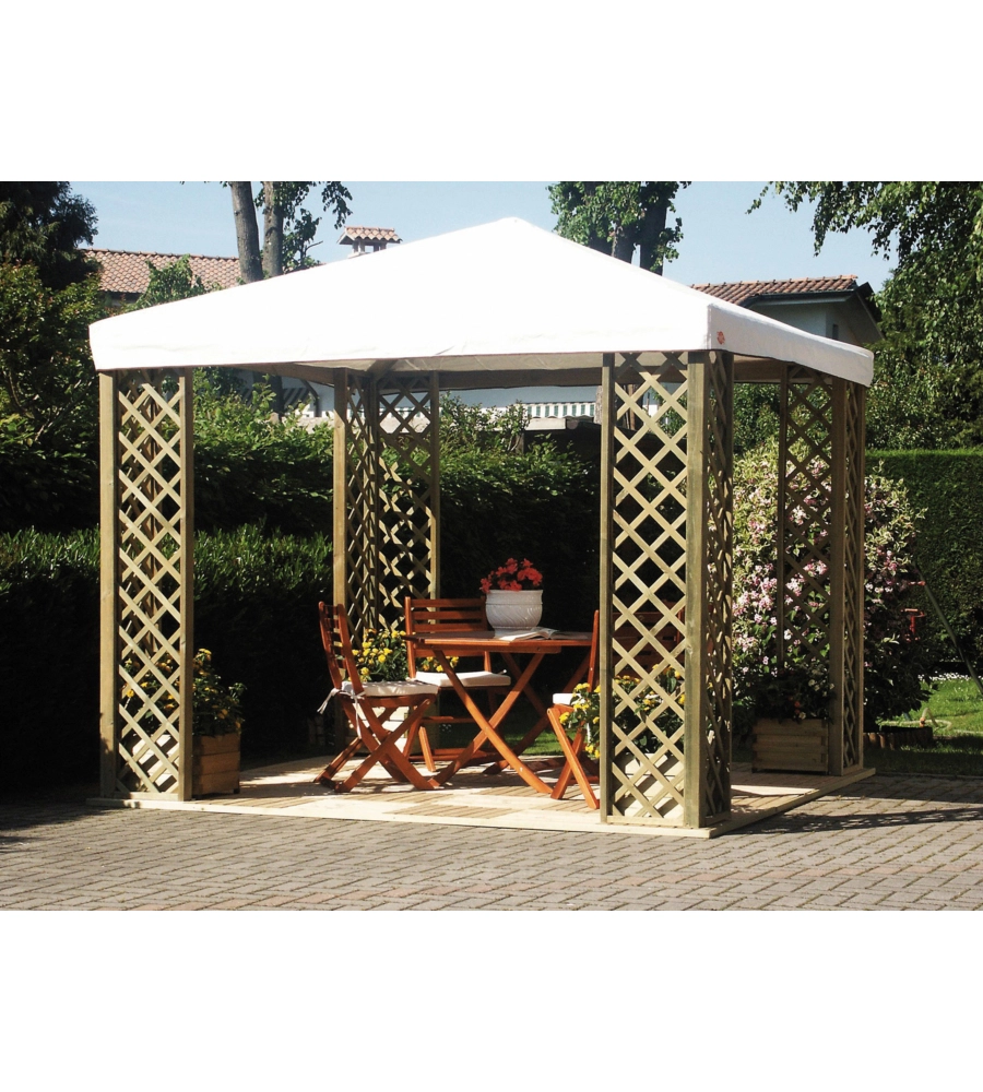 Gazebo da esterno "fox 2022" in struttura in legno e copertura in pvc, 3x3 m