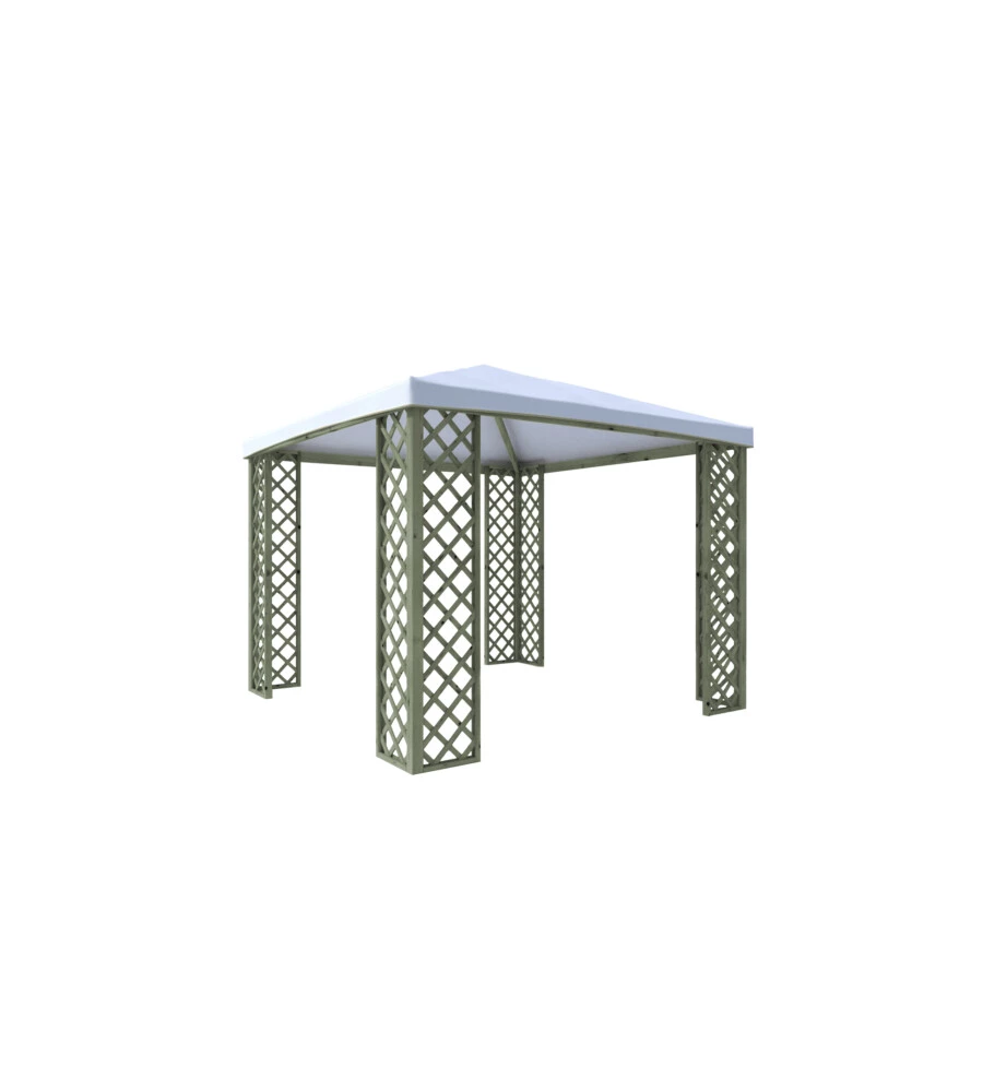 Gazebo da esterno "fox 2022" in struttura in legno e copertura in pvc, 3x3 m